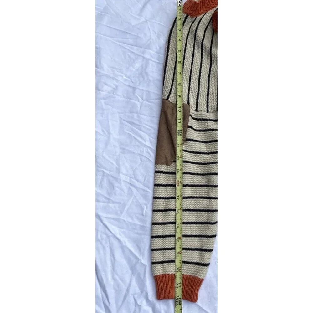 Vintage She Inside Women’s Sz Large Brown And Orange Cardigan Striped Sweater